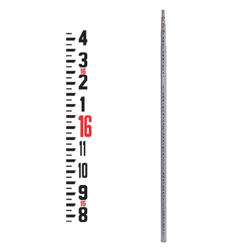 90009 LRSTD 25' Round Fiberglass Level Rod - Inches