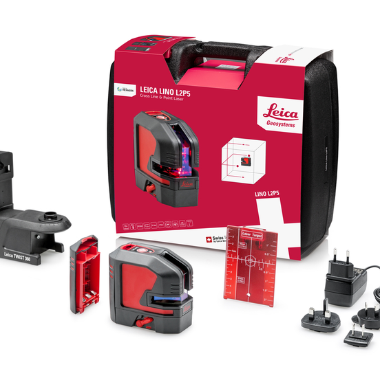 864431 Leica Lino L2P5-1 self-levelling all-in-one cross-line and point laser, red beam