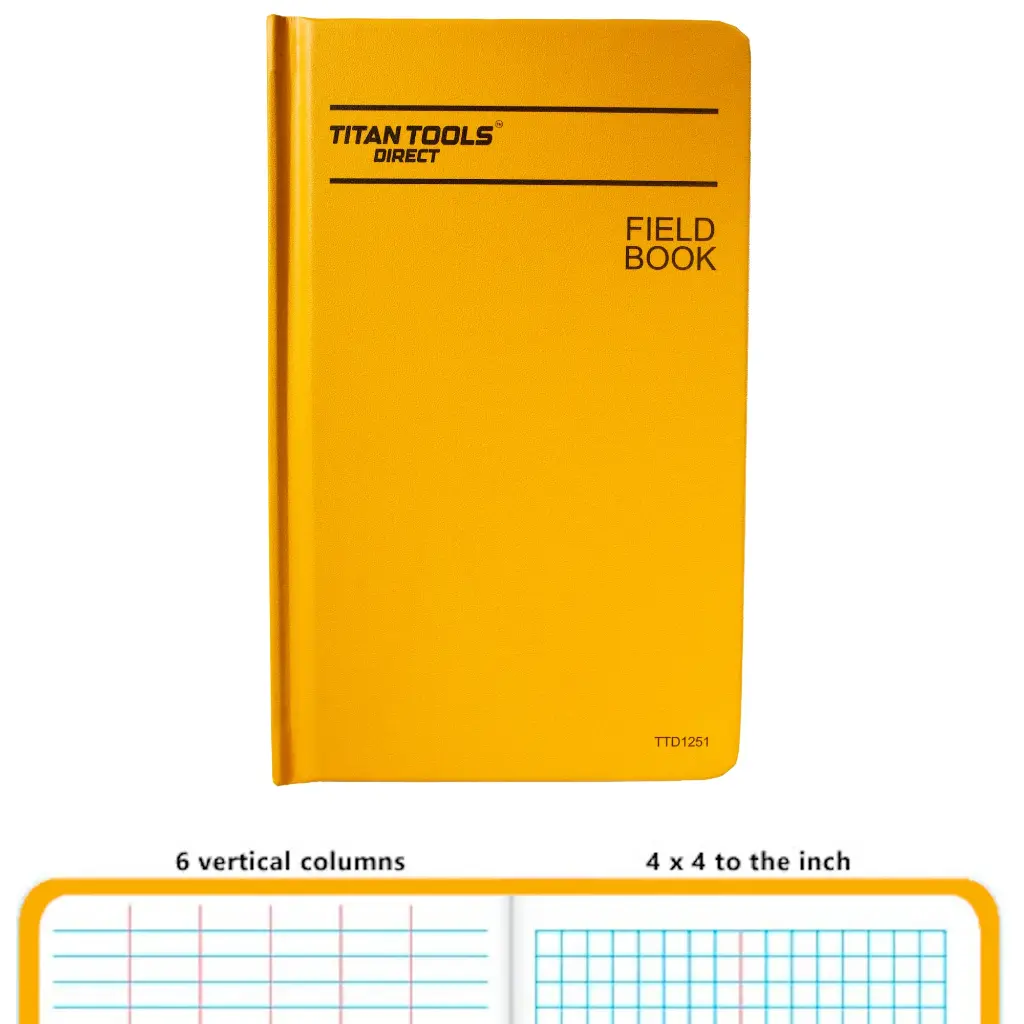 Titan Tools Field Book 8" x 4", 6 Vertical Columns & 4x4 per Inch Grid - TTD1251