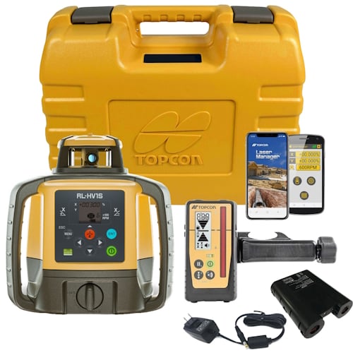 [1-452188] Topcon RL-HV1S Self-Leveling Single Grade Laser RB Kit with LS-100D Receiver and Rechargeable Batteries - 1051612-29